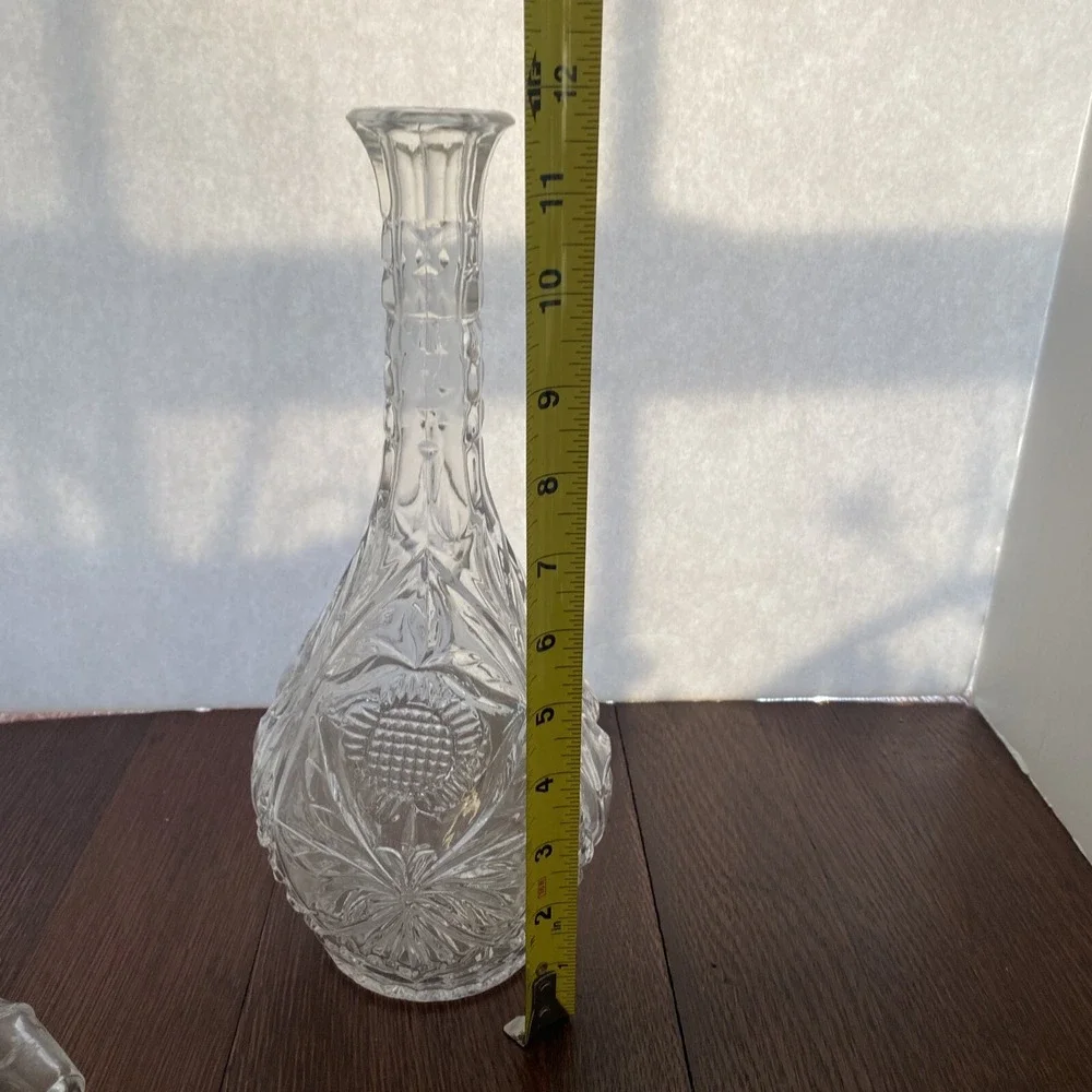 Vintage Crystal Decanter with Stopper Cut Glass Prism‎ 16